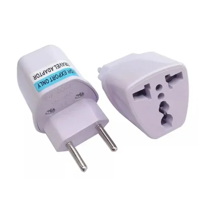 Adaptador de Tomada Universal Padrão Europa (EU) e UK para Brasil (BR)
