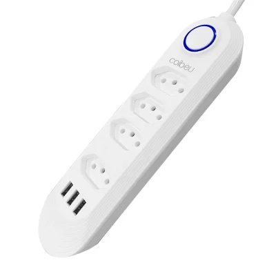Filtro de Linha COIBEU Padrão Brasil com Tomadas USB e Extensão Elétrica
