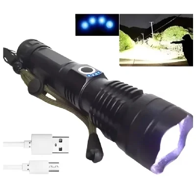 Lanterna Tática Militar T9 Super Potente: Recarregável, LED, Resistente à Água